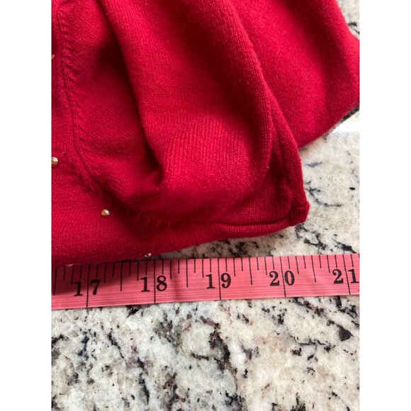 Tommy Hilfiger Sweater Womens XL Red VNeck Silver Stud Cotton Long Sleeve Preppy - Picture 6 of 8